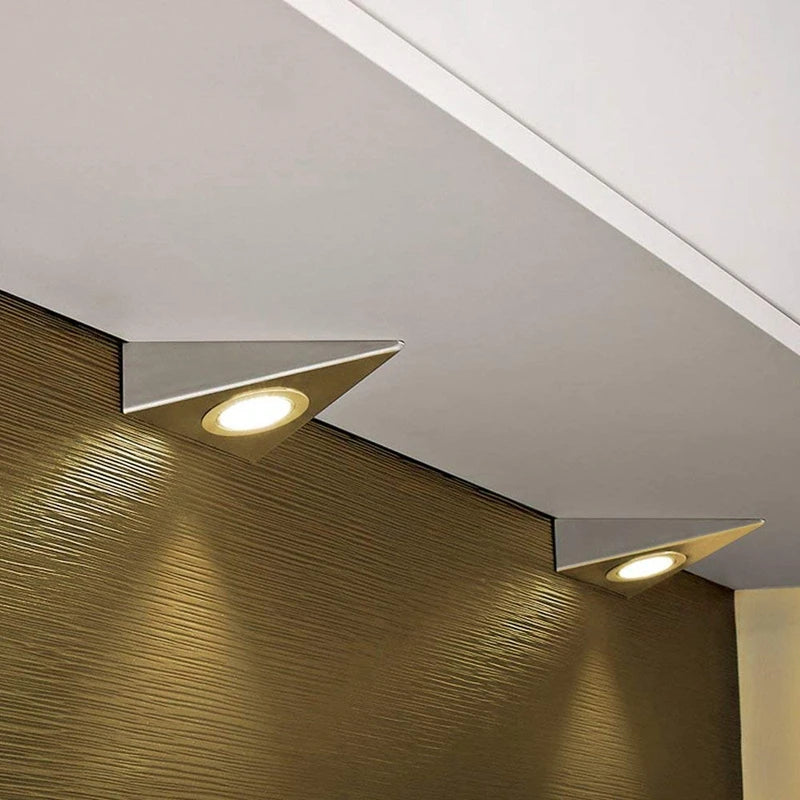 Geometric Stainless Steel Cabinet Light with Switch for Kitchen Wardrobe Bookshelf Lighting Creative Triangle Indoor Wall Lamp