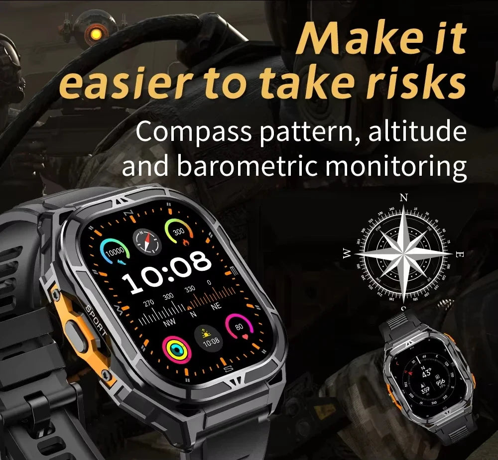 2026 NEW TANK X5 Smartwatch 5ATM Waterproof GPS Dual-Frequency tracking 1.96" AMOLED 530mAh Compass 170+ Sports Fitness Tracker