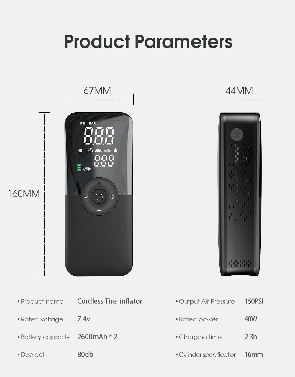 CARSUN Rechargeable Tire Inflator Digital Cordless Car Tyre Inflator For Motocycle Bicycle Balls Portable Compressor Air Pump