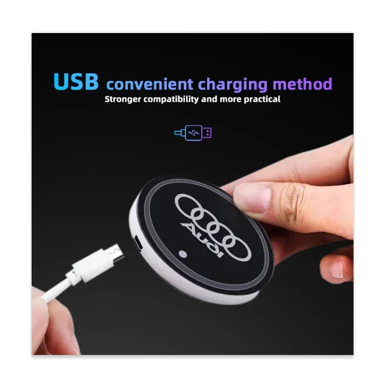 7 Color LED Car Cup Holder Light Luminous Coaster Water Cup Pad For Audi Sline A3 A4 A5 A6 A7 A8 Q3 Q5 Q7 S3 S4 S5 S6 S7 B6 B7