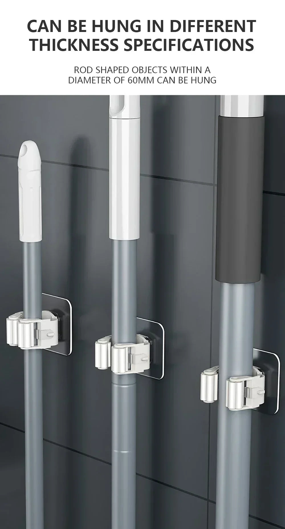 Home Storage Rack wall hanging shelf Bathroom  shower holder storage Traceless Hook Mop Organizer Waterproof Broom Hanger