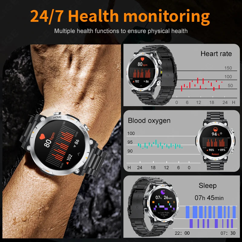 LIGE Smart Watch Men 1.43inch 466*466 AMOLED HD Screen Health Smartwatch Heart Rate Bluetooth Call Watches Sport Fitness Tracker
