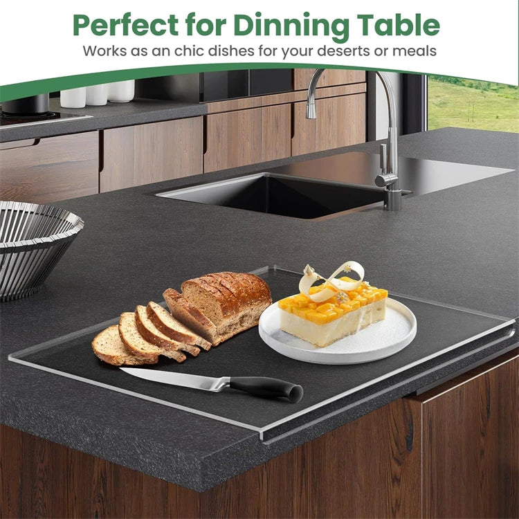 LMETJMA Acrylic Cutting Board with Lip Non Slip Cutting Board for Countertop Protector Durable Kitchen Chopping Board JT324