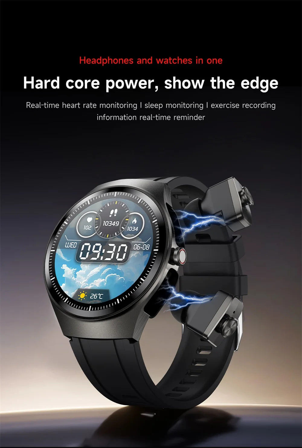 Music Smartwatch With Built-in Headphones Heart Rate Health Monitor 1.43-inch AMOLED HD Screen Men's Watch Women Sports Modes