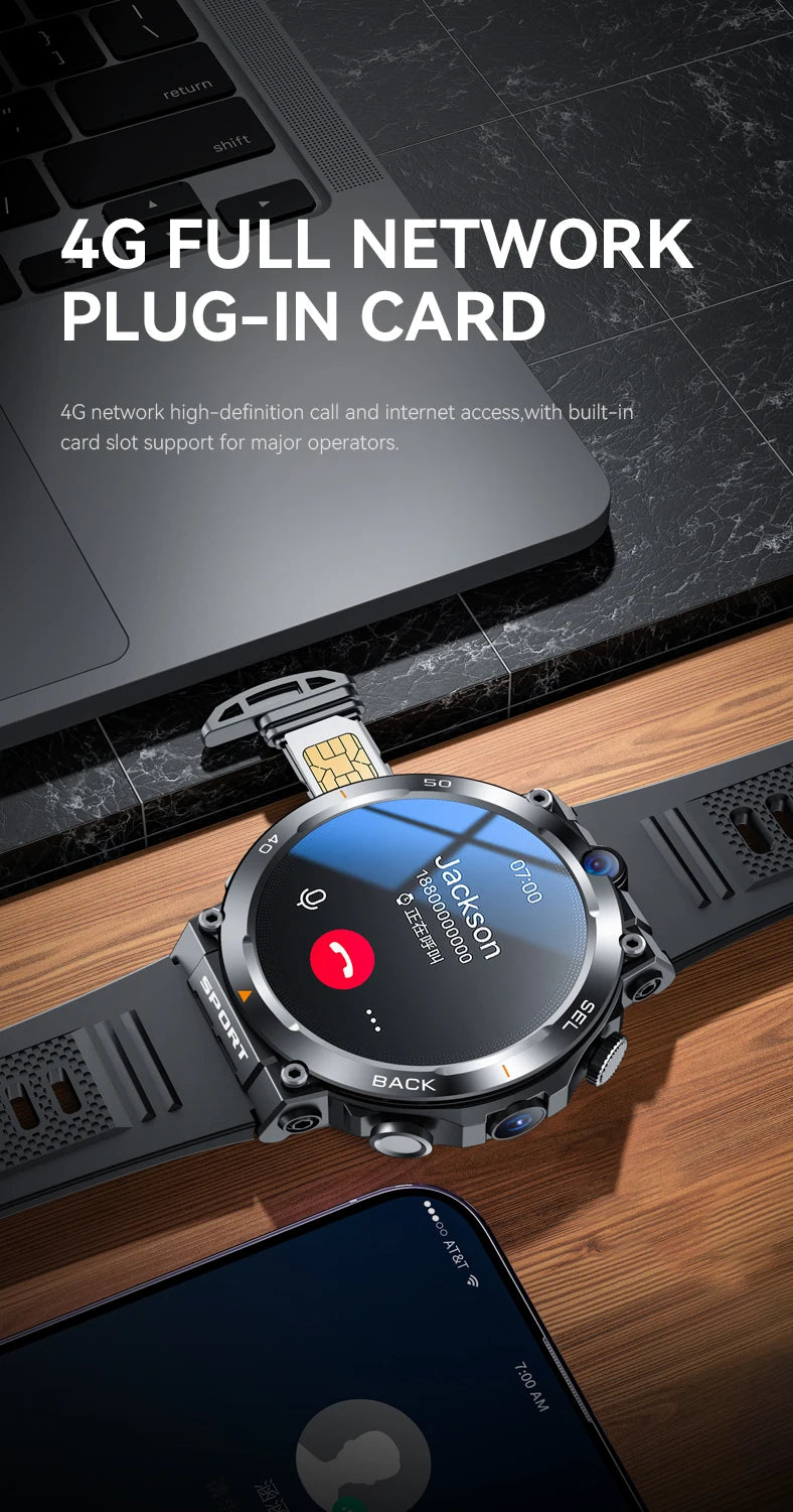 Sport Smartwatch 256GB GPS Wifi Download APP Dual Camera Video Calls Supports Google Play Smart Watch 4G SIM Card For Men Women