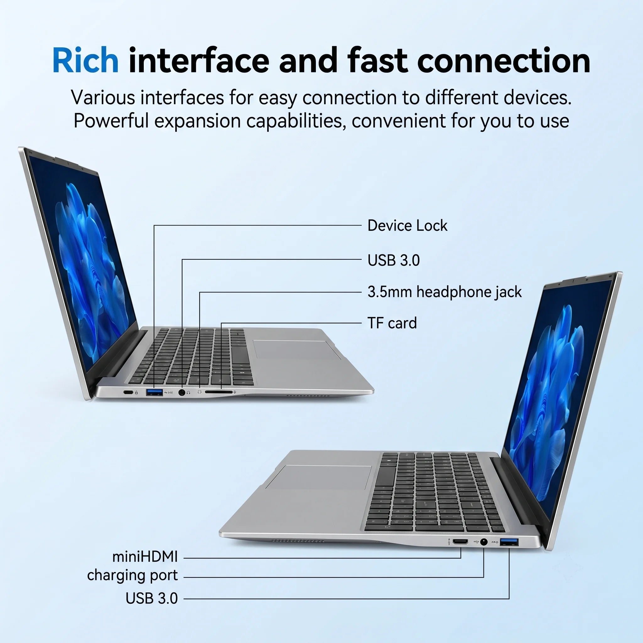 17.3" Portable Laptops Intel 6500Y Windows 11 32GB 2TB HD Display Fingerprint Unlock Gamer Study Office Notebook Computer PC