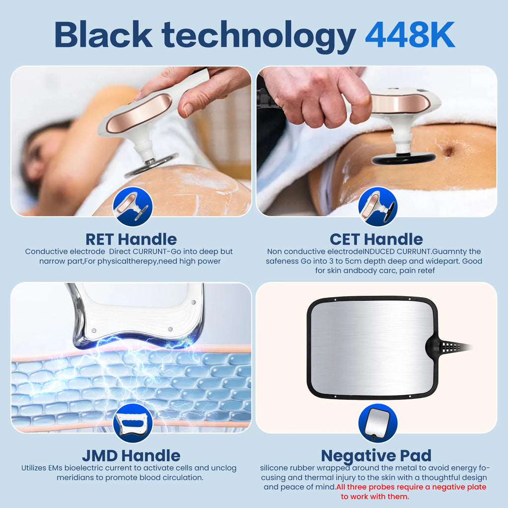 3 in 1 RET CET Diathermy Machine 448kHz Tecar Therapy Capacitive Resistive Body Slimming Pain Relief Equipment