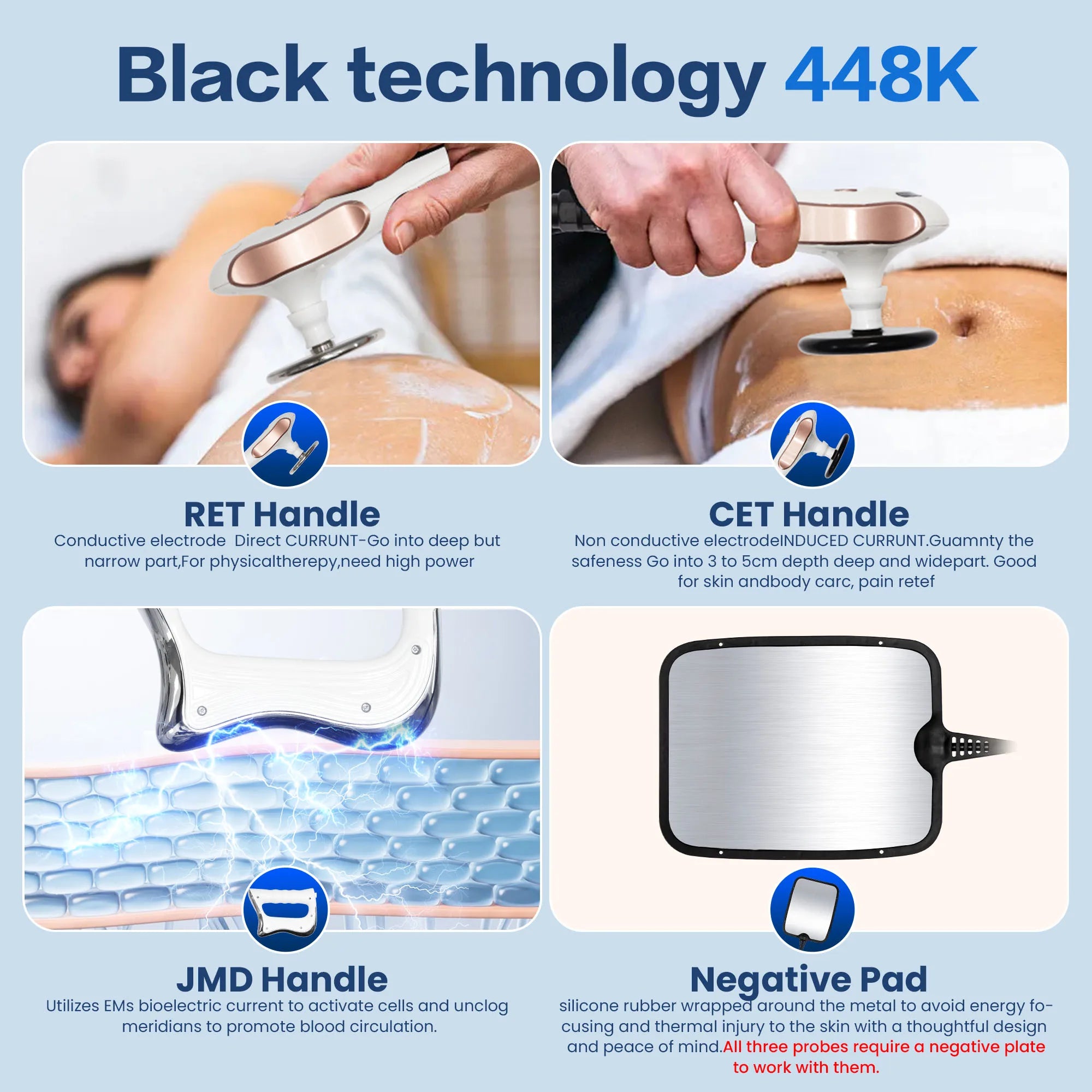 3 in 1 RET CET Diathermy Machine 448kHz Tecar Therapy Capacitive Resistive Body Slimming Pain Relief Equipment