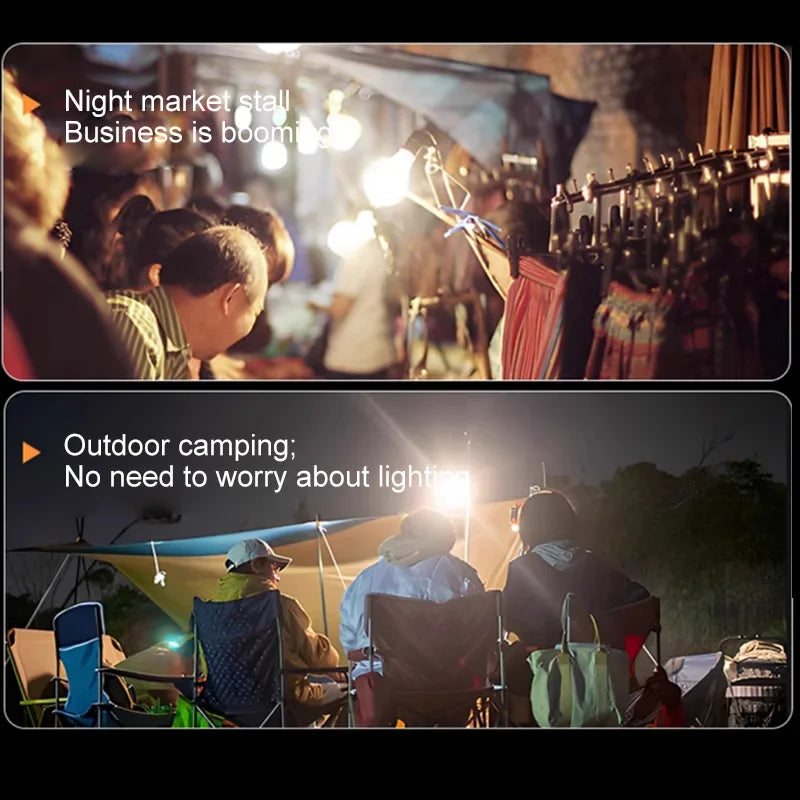  LED Solar Light Bulb USB Rechargeable Camping Light Portable Outdoor Searchlight Multiduty Hanging Lamp with Flashlight 1PC