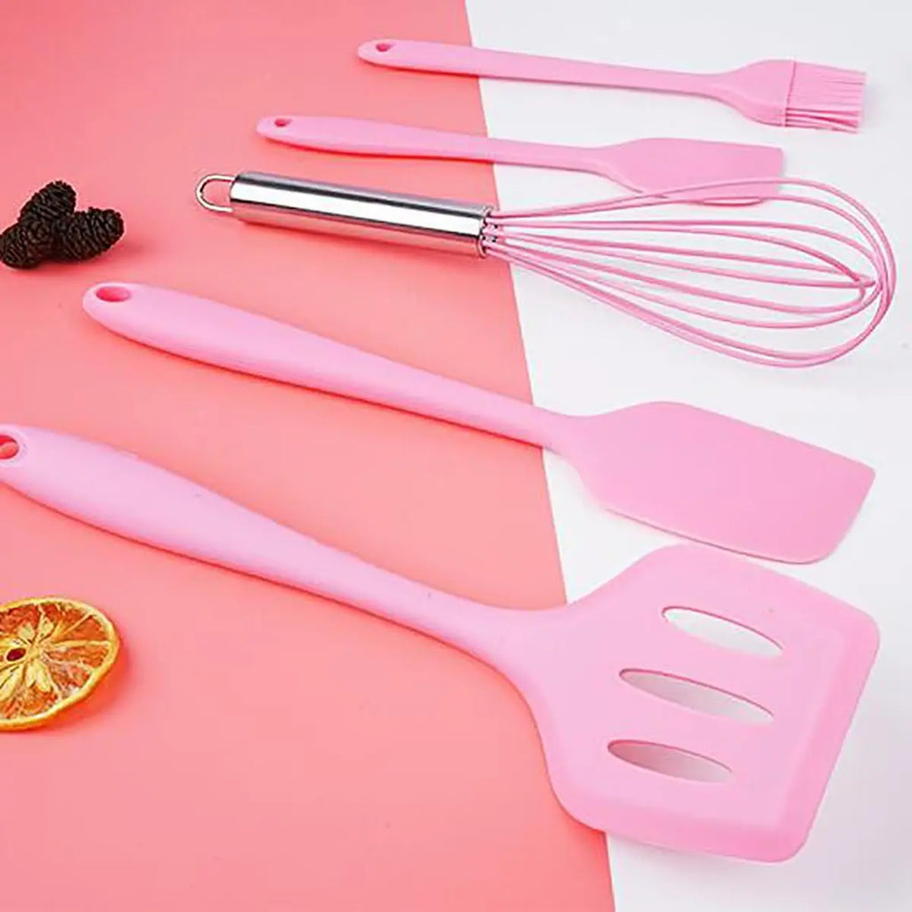 5 Pieces Cooking Utensils Silicone Baking Set Cooking Utensils Rubber Kitchen Utensils Baking Cooking Mixing Tools