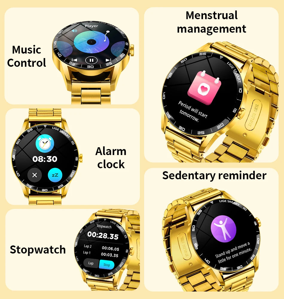 LIGE Smart Watch Men 2026 Full Touch Screen New Heart Rate Monitor IP68 Waterproof Sport Fitness Watch Bluetooth Call Smartwatch