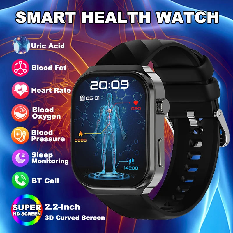 LIGE 2026 New AI Healthy Diagnose Smart Watch Blood Lipid Uric Acid Bluetooth Call Blood Pressure Health Smartwatch Men Women