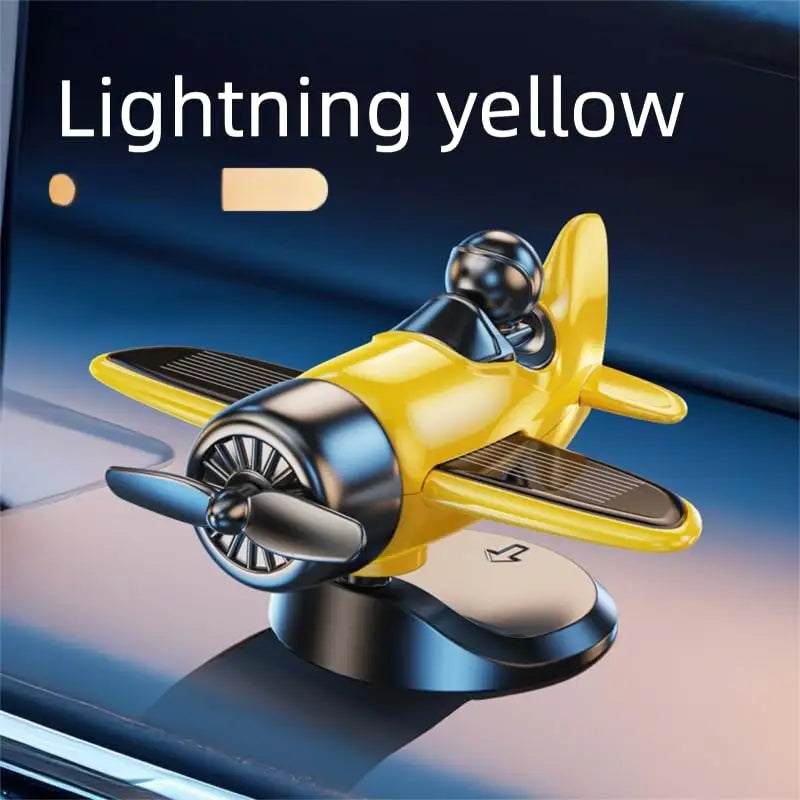 Car Solar Powered Rotating Airplane Decor Dashboard Windmill Spinner Creative Center Console Ornament Vehicle Accessories