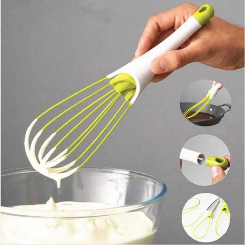 1pcs Multifunctional Rotary Manual Egg Beater Mixer Mini Plastic Kitchen Egg Whisk Bake Tool Egg Agitator Silicone Eco-Friendly