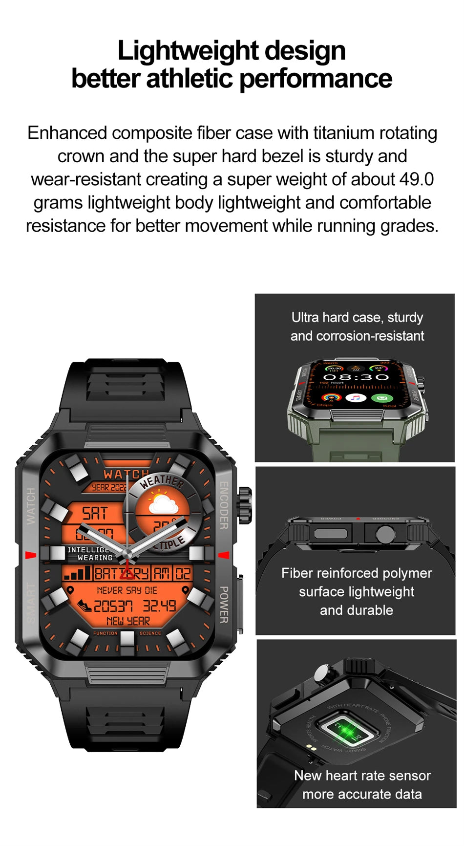 ChiBear NFC GPS Bluetooth Call Smart Watch 1.99'' HD Screen 120+ Sports Fitness Watch Outdoor Weather IP68 Waterproof Smartwatch
