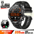 New 1000mah Long Standby AMOLED Smart Watch Men Sports Fitness LED Flashlight 3ATM Waterproof BT Call Smartwatch Men +GiFt