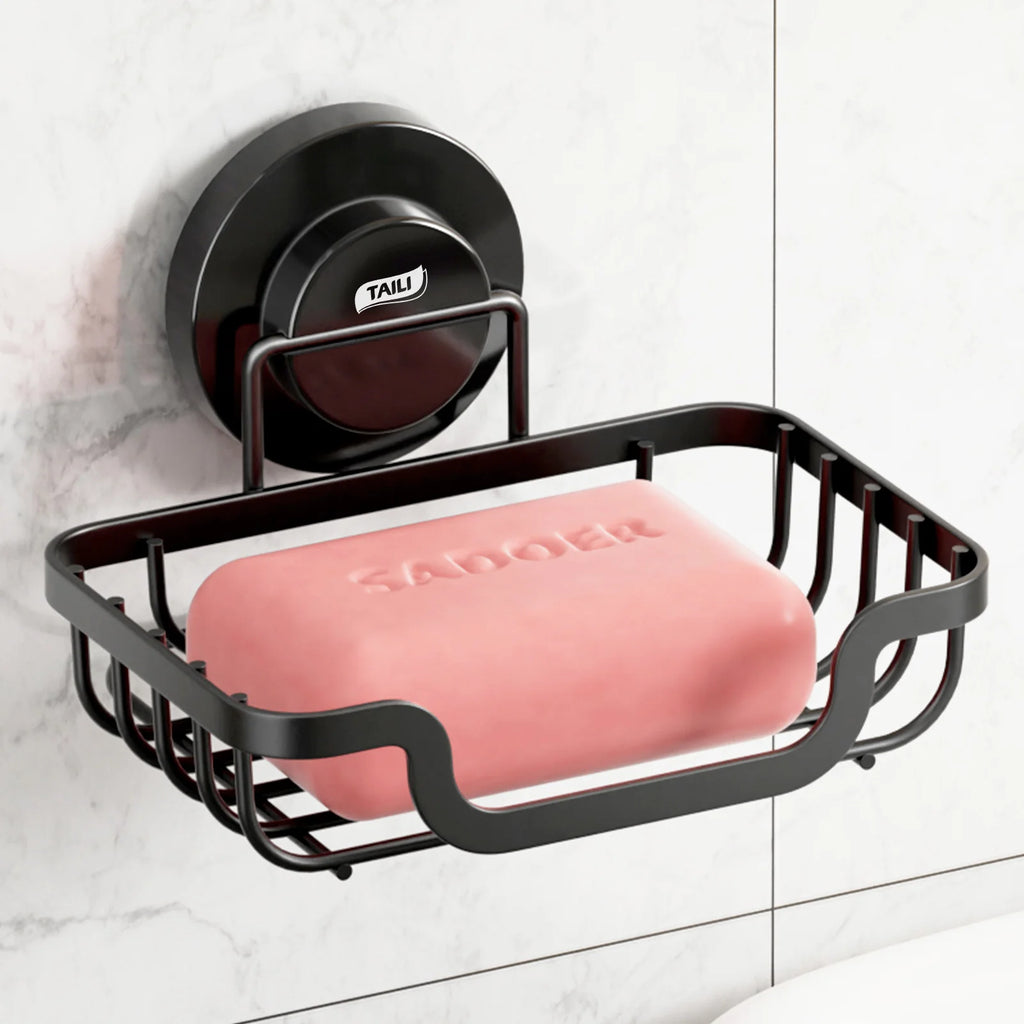 TAILI Soap Holder Bar Soap Dish Suction Cup, Bar Soap Rack for Shower Wall, Draining Soap Saver Tray for Bathroom, Tub, Kitchen