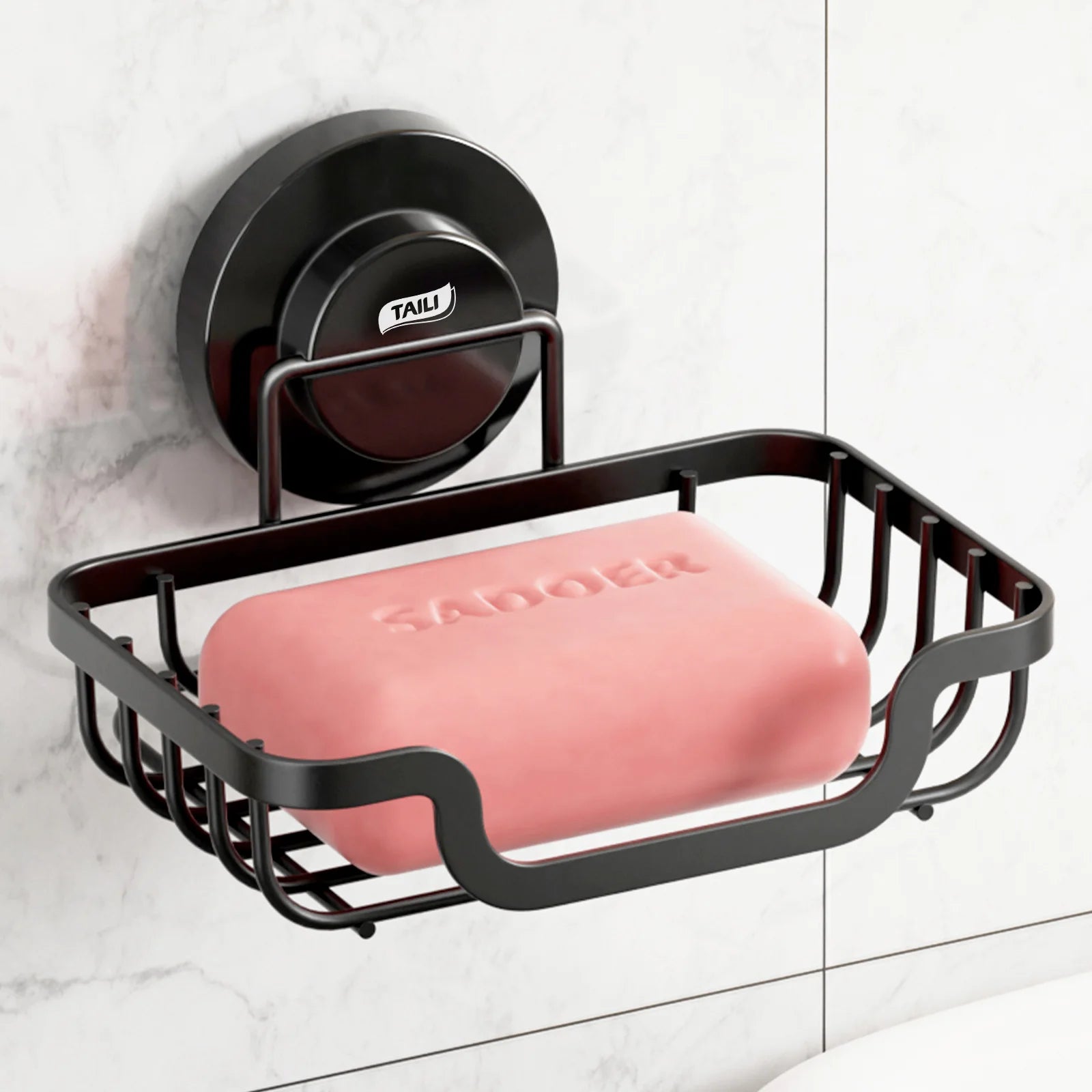 TAILI Soap Holder Bar Soap Dish Suction Cup, Bar Soap Rack for Shower Wall, Draining Soap Saver Tray for Bathroom, Tub, Kitchen