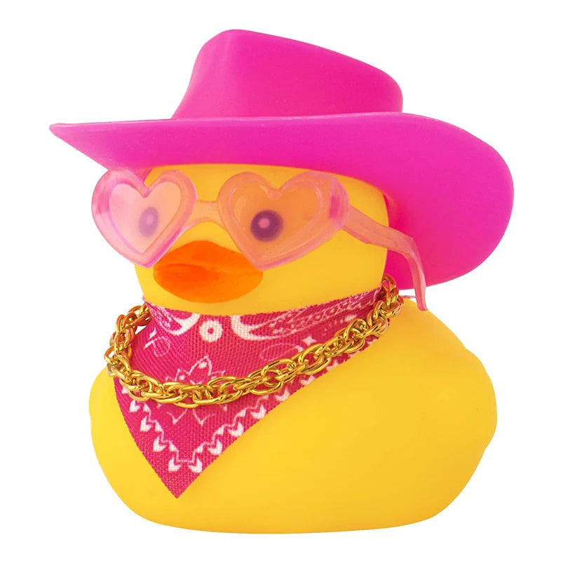 Car Decoration Rubber Cowboy Duck Car Dashboard Decorations Pink Cowboy Hat Rubber Ducks, Duck for Car Ornament Accessories
