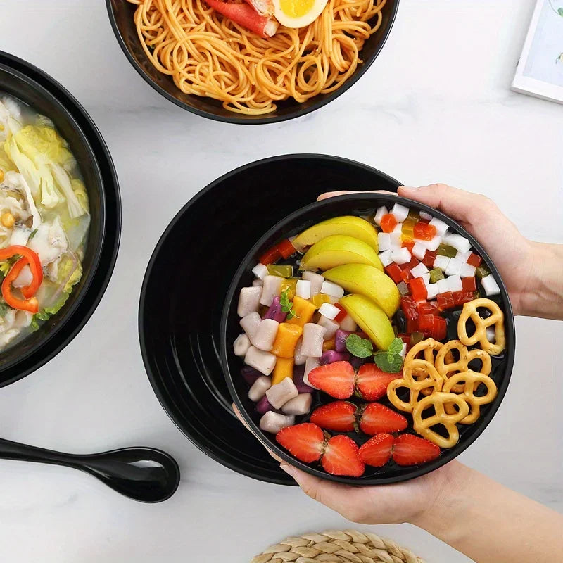Thickened Plastic Ramen Bowl Anti-Slip Salad Bowl Solid Color Perfect for Kitchen Restaurant Lamian Noodles bowl(NOT CERAMIC)