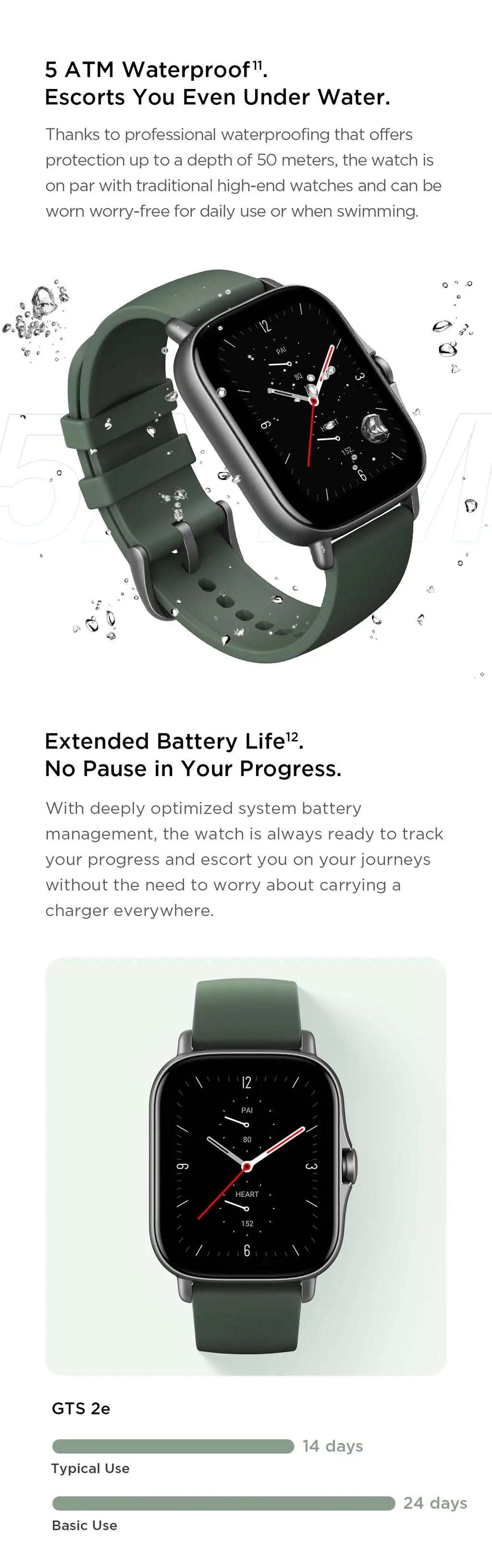 Amazfit GTS 2e Smartwatch Built-in Sports Modes GPS 5ATM Waterproof Smart Watch for Men Heart Rate Monitoring 95New No Box