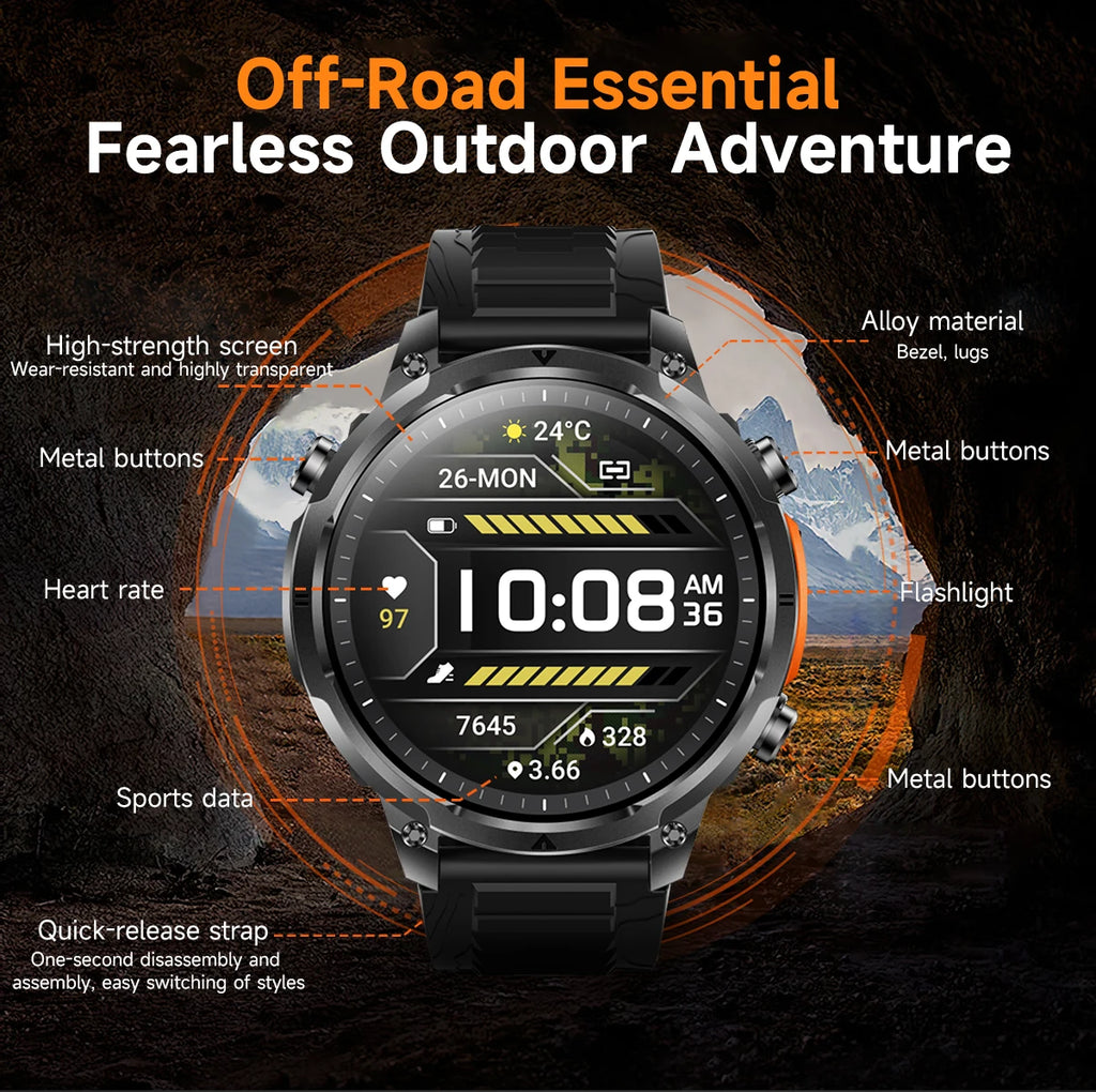 Luxury Military GPS Men Smartwatch Wrist Fitness Clock BT Call 1ATM Waterproof Sports Smart Watches for Android IOS Phones 2026