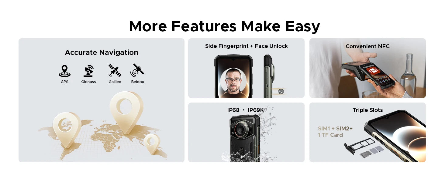 DOOGEE Fire 7 Ultra 5G Rugged Phone 125dB Speaker 13000mAh Battery Support POC 6.6'' Screen 8GB 256GB Android 15 Smartphone