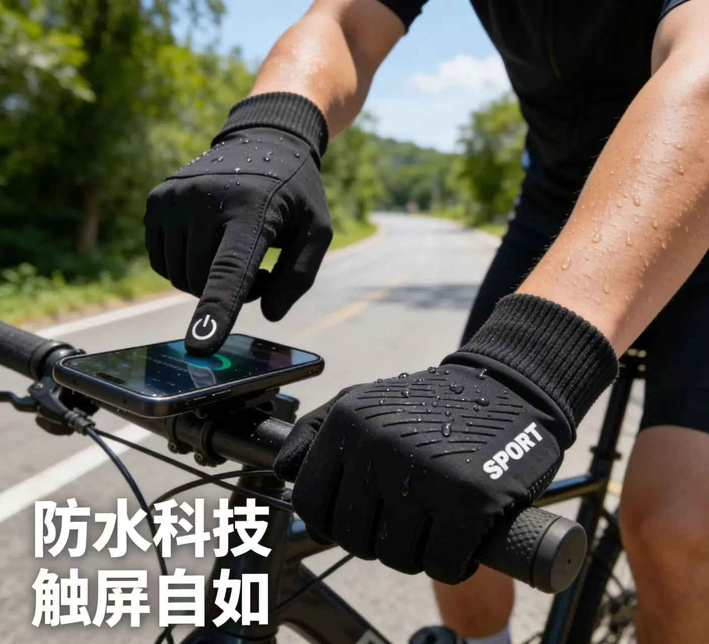 Cycling gloves Warm Full Fingers Waterproof Cycling Outdoor Sports Running Motorcycle Ski Touch Screen Fleece Gloves