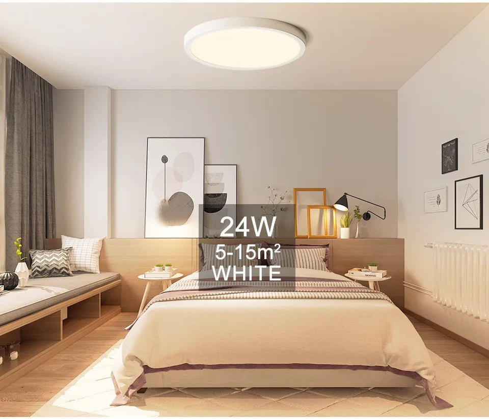 0.9 Inch Ultra-thin Smart LED Ceiling Light Pendant 24W 28W 38W 48W AC85V-265V Indoor Home Decorative Fixtures Remote Control