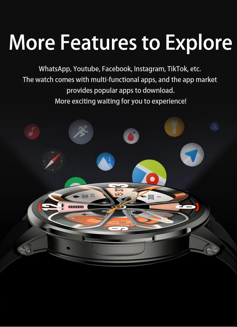 H99 Smart Watch 5G LTE Android 10.0 with 190° Rotary Camera Insert Sim Card Google Play App Download GPS WiFi Heart Rate Tracker