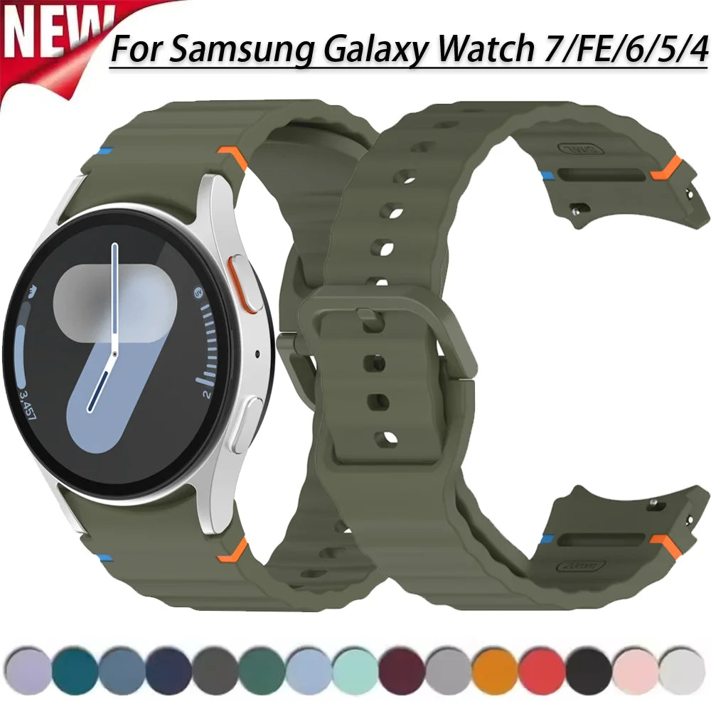 1:1 Official Silicone Strap For Samsung Galaxy Watch 7/FE/6/5/4 44mm40mm 5 Pro Bracelet Watch 6/4 Classic 47/43mm 46/42mm Correa