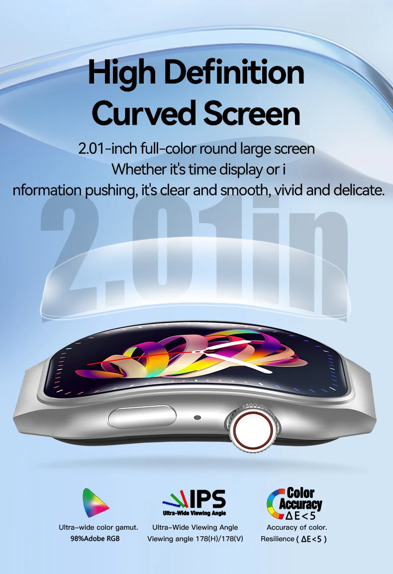 LAXASFIT New Slim Smart Watch Men's 2.01-inch AMOLED Curved Display Bluetooth Talk Sports Fitness Tracking Smartwatch Women's