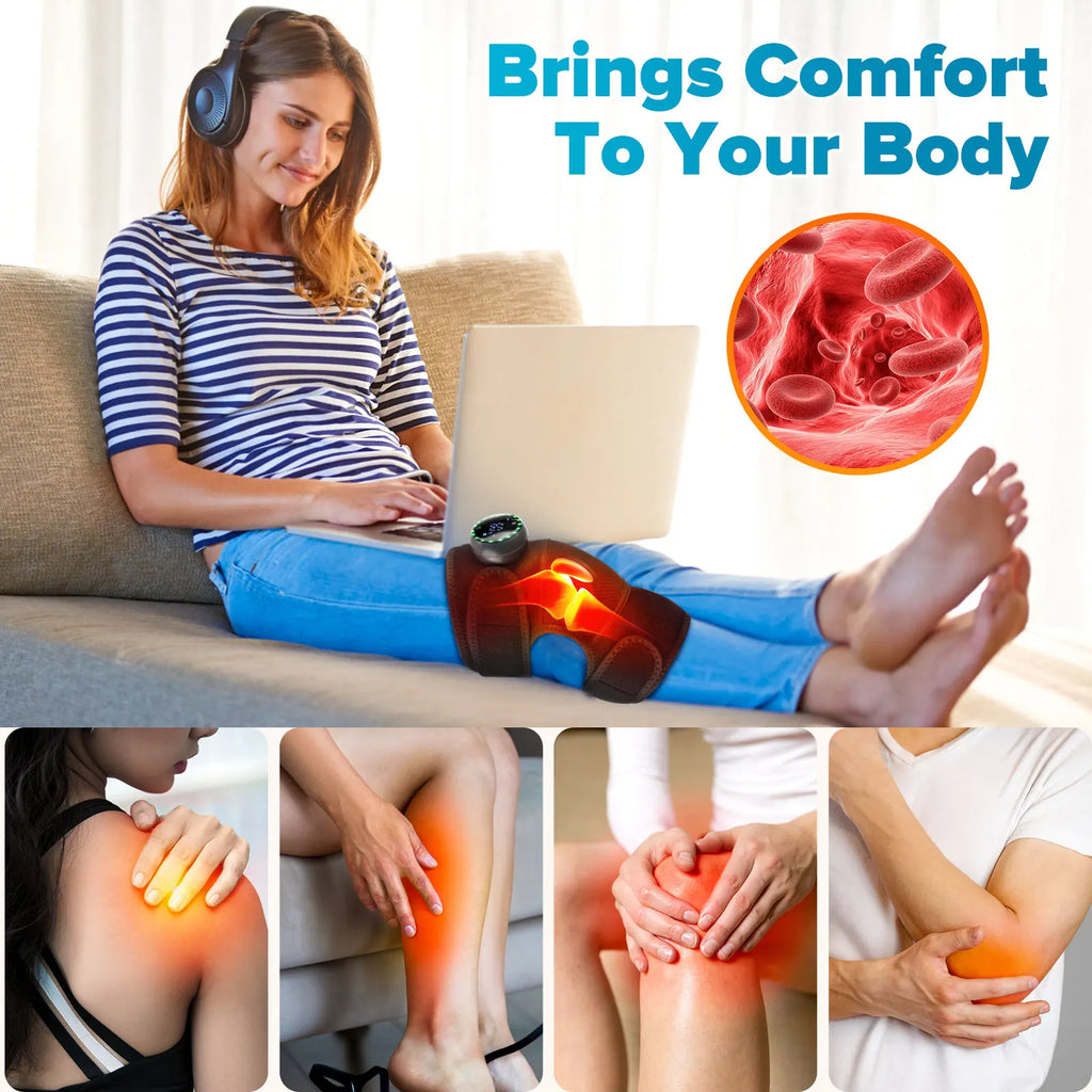 3 in 1 Cordless Thermal Knee Pad Knee Shoulder Massager Vibration Leg Arm Joint Brace Muscle Relax Joint Brace Muscle Relaxation