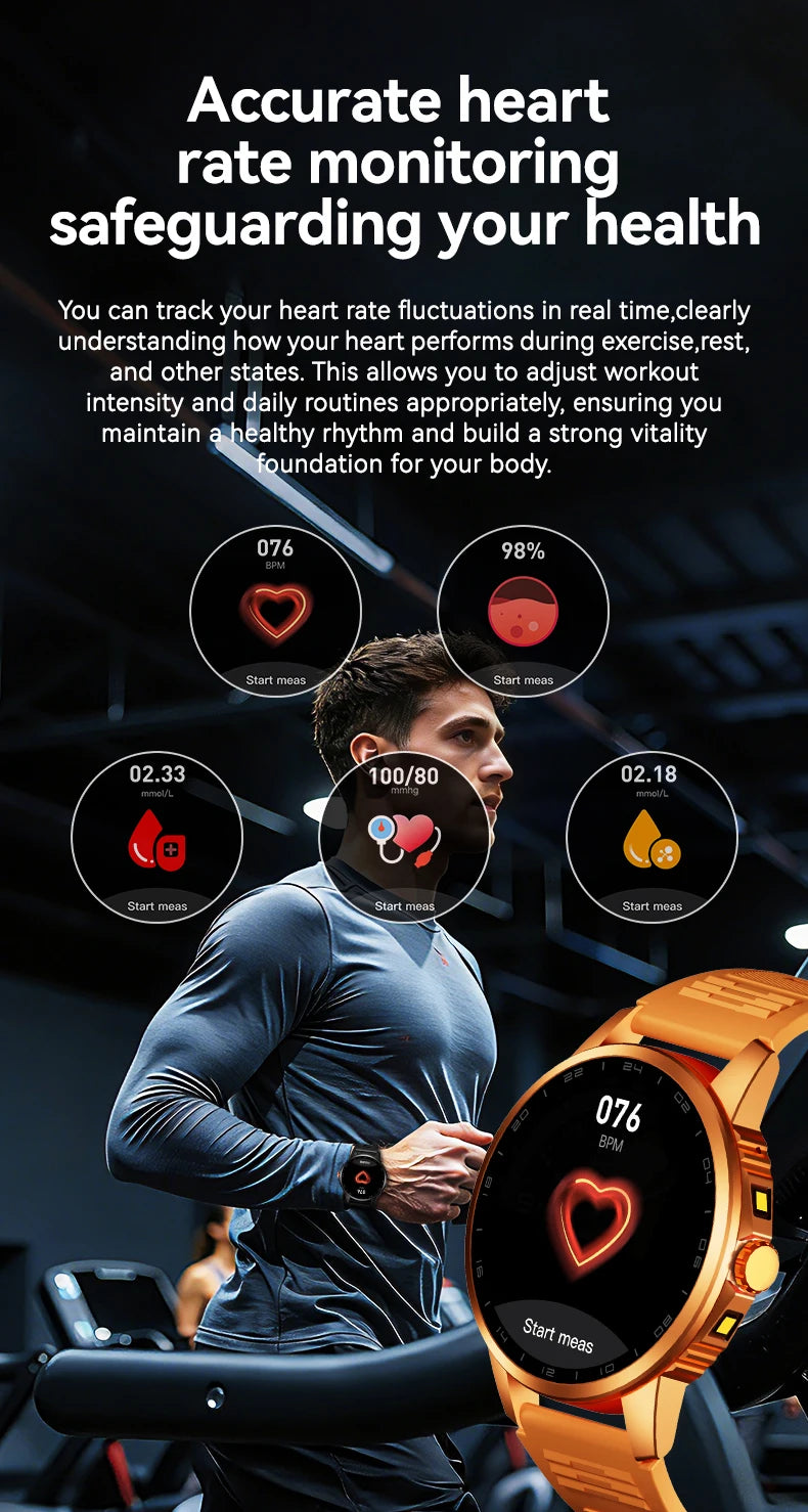 2026 Men's Smart Watch LED Outdoor Flashlight Bluetooth Call Multifunctional Sports Fitness Tracker Large Capacity Battery