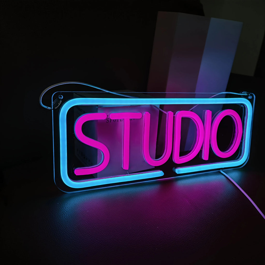 Studio Neon Sign LED Letter Neon USB Powered Dimmable for Music Studio Club Home Party Wall Art Decor