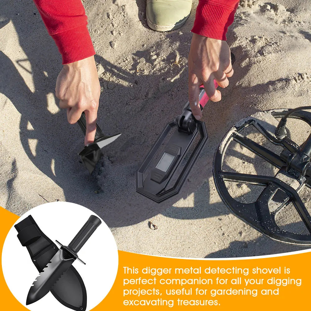Metal Detector Shovel Double Serrated Edge Digger Portable Camping Hiking Traveling Multifunctional Outdoor Garden Tool Shovel
