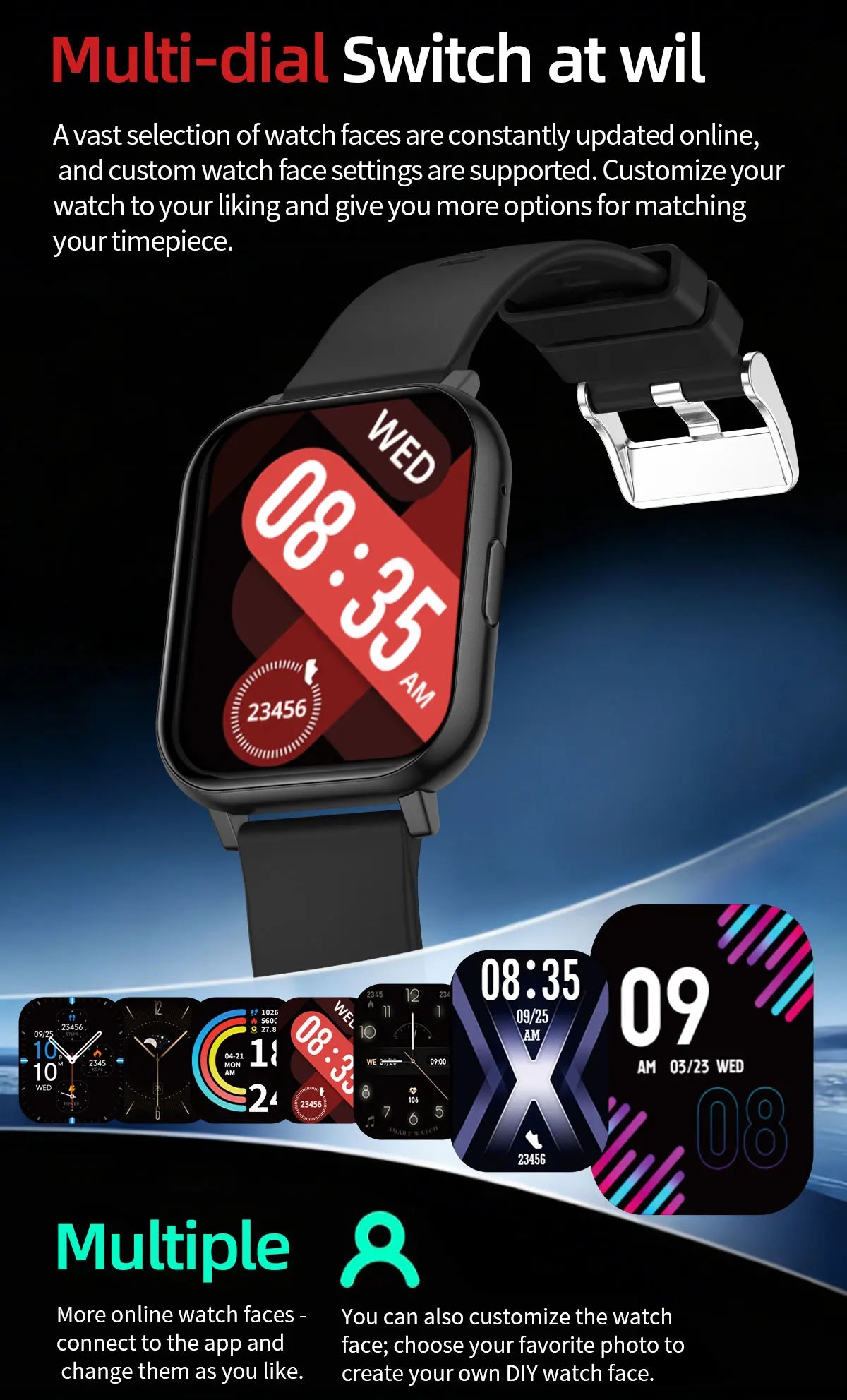 LIGE New 1.83"HD Screen Smart Watch Bluetooth Call Heart Rate Sleep Monitor Sports Tracker Waterproof Smartwatch For Android ios
