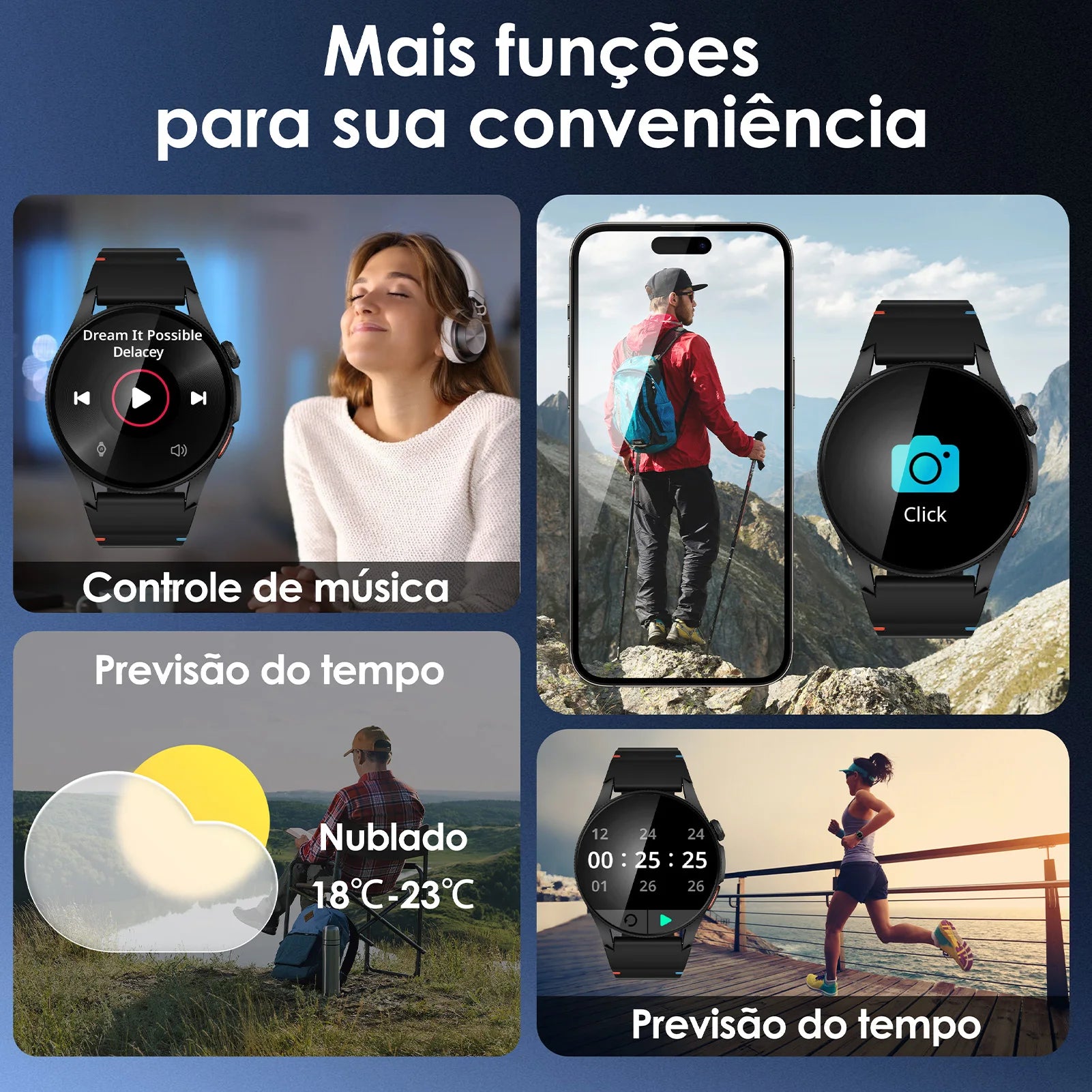 AURAFIT Trek2: Reloj intelligent con AMOLED y Gran battery of 450mAH. Mide heart rate, hace llamades, GPS y es impermeable.