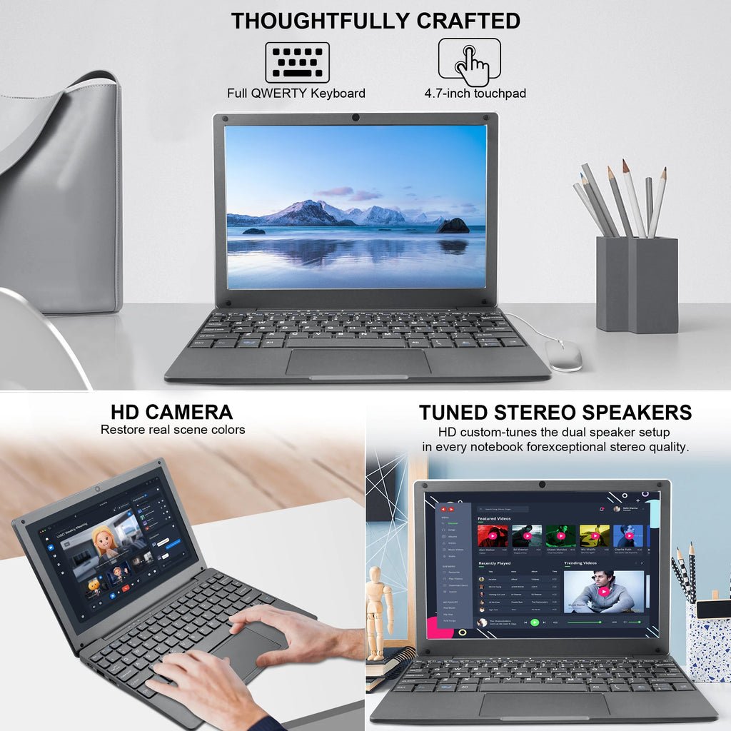 Factory price 10.1Inch Portable Laptop kids Mini PC Ultra Thin Notebook with Intel N4000 8GB RAM / 128GB Storage with Win 11 OS