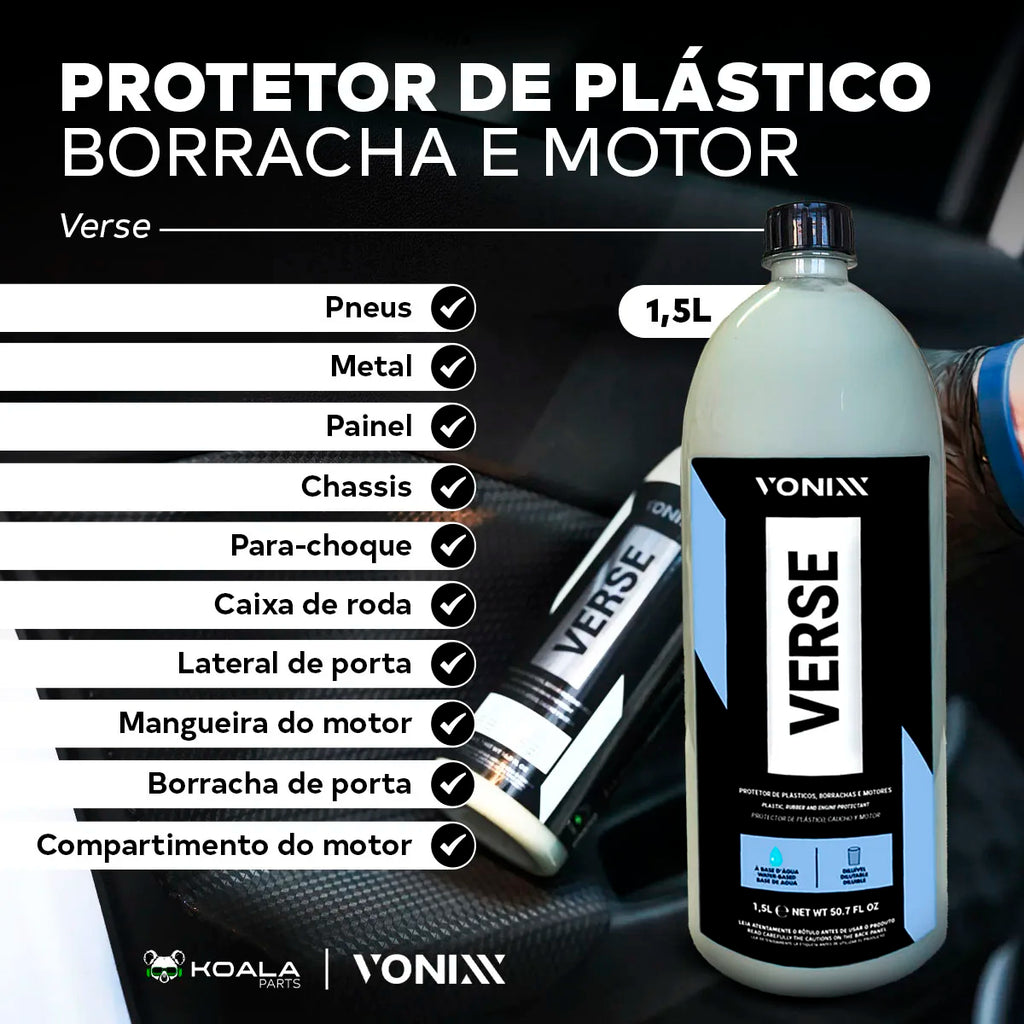 Car Dry Wash Kit Moto V-Eco C/Carnauba Wax 500ml + Verse Plastic Rubber 1.5L Vonixx