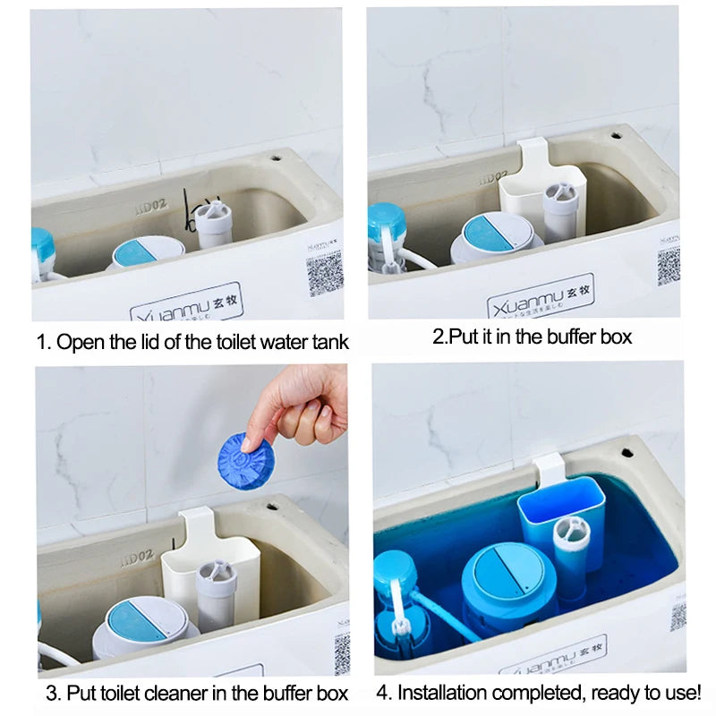 Toilet Solid Dispenser-Tank Replacement Part,Toilet Bowl Cleaner Buffer Box,Hanging Slow-Release Dispenser,Extends Cleaning Time