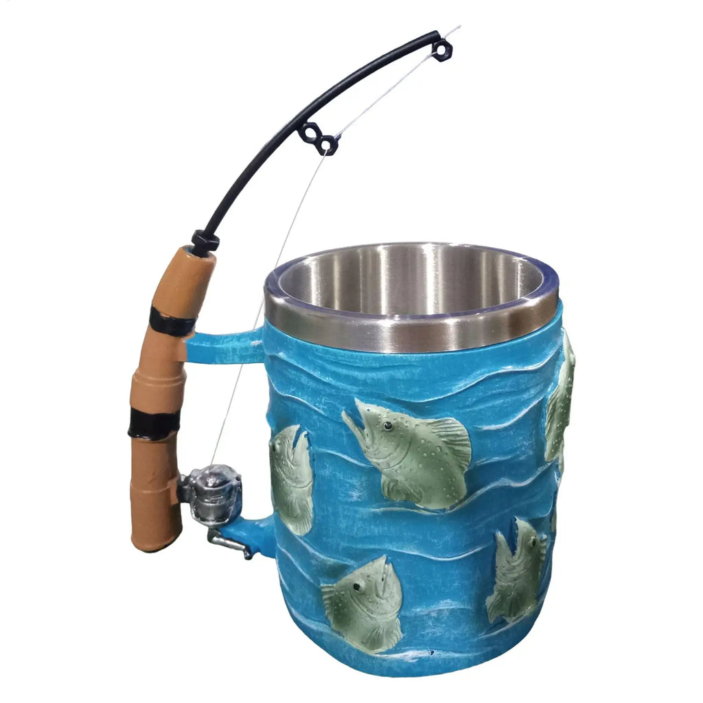 Coffee Mug Resin Cold Hot Beverage Water Cup Fishing Theme Decor for Chocolate Tea Wine Beer Home Camping Dorm Hotel Apartment