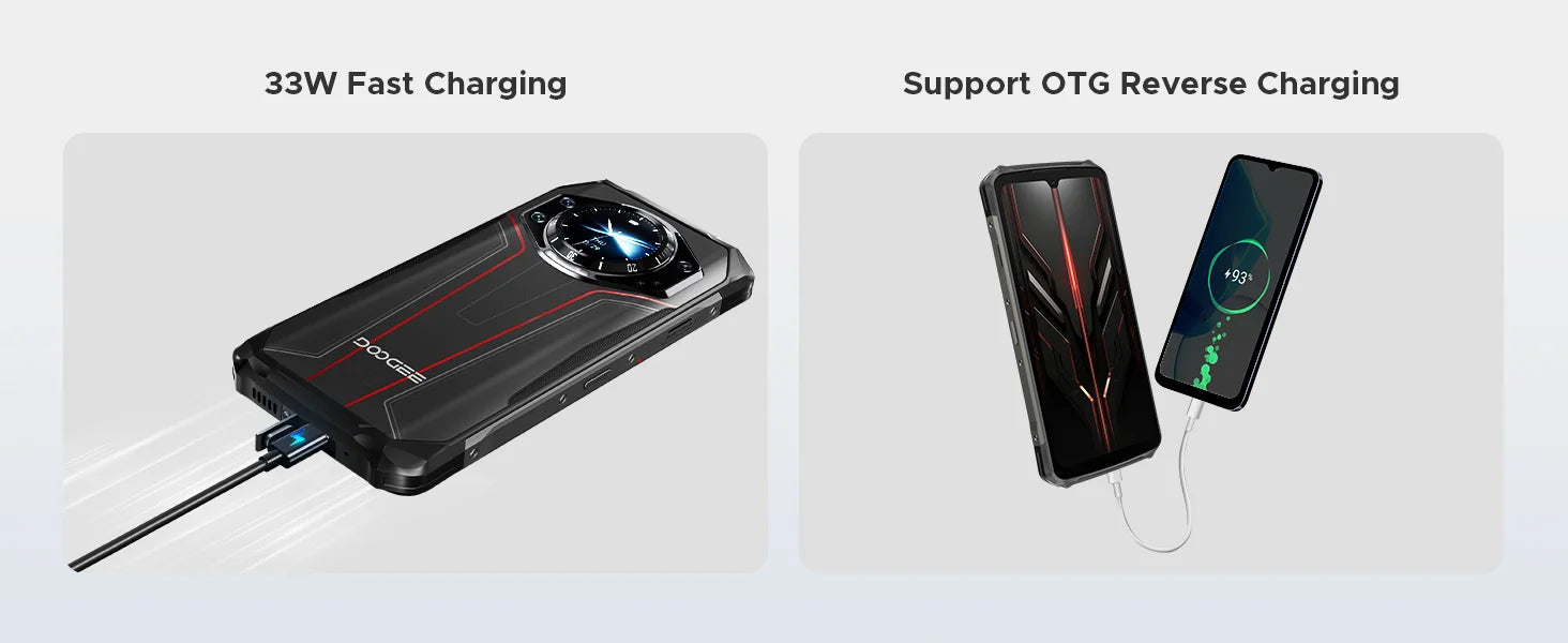 DOOGEE S119 Rugged Phone 1.32" Rear Display 6.72" 32GB(8+24) 512GB 100MP Main Camera 10200mAh Large Battery NFC Cellphone