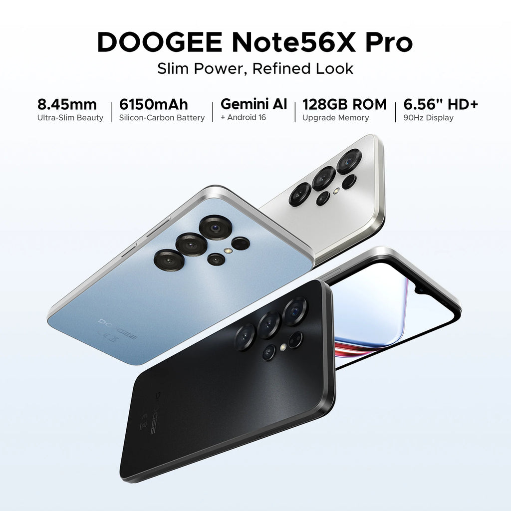 Global Version DOOGEE Note56X Pro Smartphone Gemini AI  6150mAh Battery 6.56'' Display Android 16 Mobile Phone Widevine L1 NFC