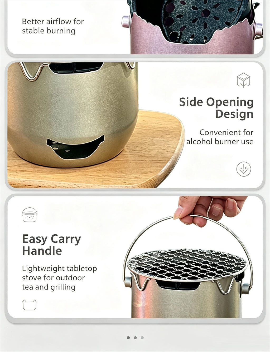 Portable Stainless Steel Charcoal Grill, Mini BBQ Stove, Outdoor & Household Barbecue Cooker for Camping Picnic