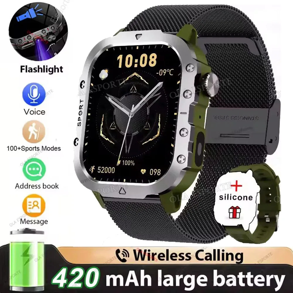 2026 New Military Smart Watch Men IP68 5ATM Outdoor Sports Fitness Tracker Health Monitoring 1.81Inch Bluetooth Calls Smartwatch