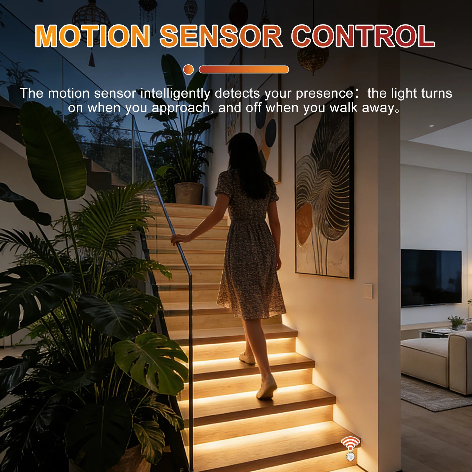 Intelligent Motion Sensor Stair Light Kit, Smart Bluetooth APP Remote Control, Dynamic & Constant Lighting for Indoor Staircase