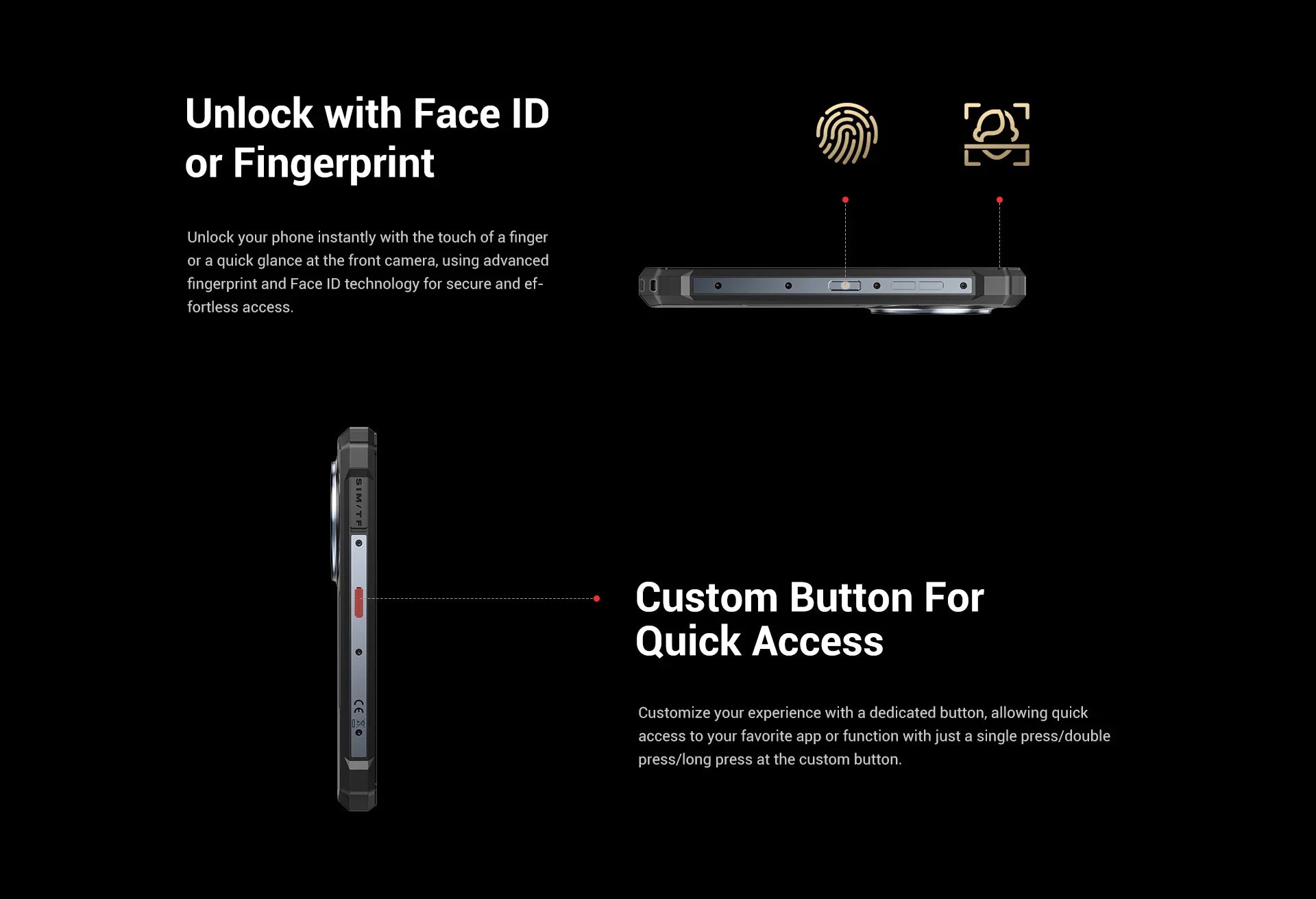 Fossibot F109 Smartphone 8GB 256GB 5G Rugged Phone 10600mAh 6.745" Display 50MP Camra Dual Screen Face Unlock Android 14 NFC