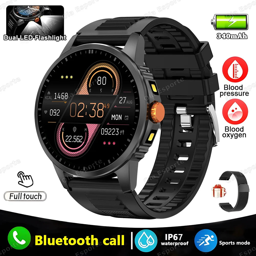 2025 New Men's GPS Sports Smart Watch 1.53'' AMOLED Display LED Flashlight Heart Rate Bluetooth Call 5ATM Waterproof Smartwatch