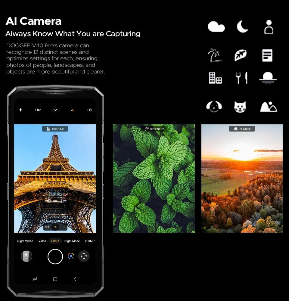 DOOGEE V40 Pro Rugged Phone 6.78" IPS Display  36GB(16+20) 512GB Smartphone 5G 200MP Al Camera 8680mAh Dimensity 7300 Android 14